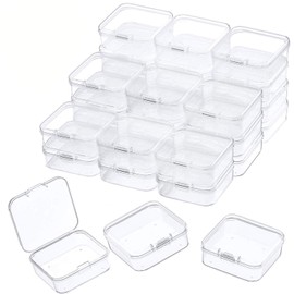 Abgream Plastic Beads Storage Containers - Mini Clear Square Box Empty Case with Lid for Earplugs, Pills, Jewelry, Hardware or Any Other Small Craft Gadgets (30 Pieces 2.1 x 2.1 x 0.8 Inches)