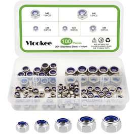 100 Pcs Hex Lock Nuts Flange Lock Nuts M3 M4 M5 M6 M8 Nylon Lock Nuts Popular Father's Day Gift SUS304 Stainless Steel Lock Nuts Hex Head Nuts Nylon Washer Lock Nuts Car Machinery Furniture Replacement Parts Storage Box Included