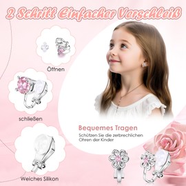 Clip-On Earrings Girls Clip Earrings 8 Pairs Ear Clips Children Without Pierced Earrings Girls with Butterflies Flowers Love Turtles Hypoallergenic Ear Clips for Children Girls Gift, Zinc