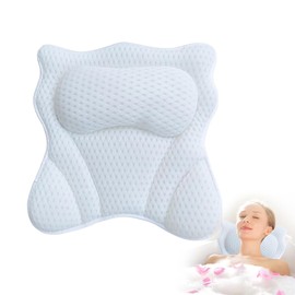Bath Pillow Bathtub Pillow for Neck Back Support 4D Bath Tub Pillow with 6 Strong Suction Perfect Bath Gift for Women
