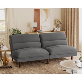 Homall Futon Couch, Modern Futon Sofa Bed with Adjustable Backrest, Convertible Sleeper Sofa Bed for Small Apartments, Loveseat, Office (Corduroy, Grey)