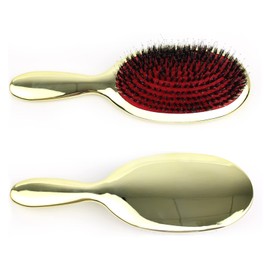 VinBee Paddle Hair Extension Brush Cushion Hair Brush Detangler Dual Bristle Design Soft Boar Bristle Nylon Brush Anti-static Comb Beauty Works Gold