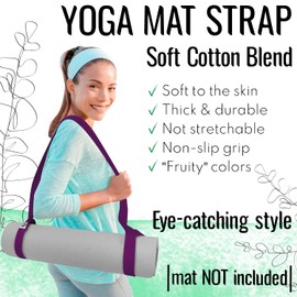 [New 2025] TECEUM Yoga Mat Strap – 30+ Colors – Adjustable Mat Holder Sling for All Mats [Mat Not Included]