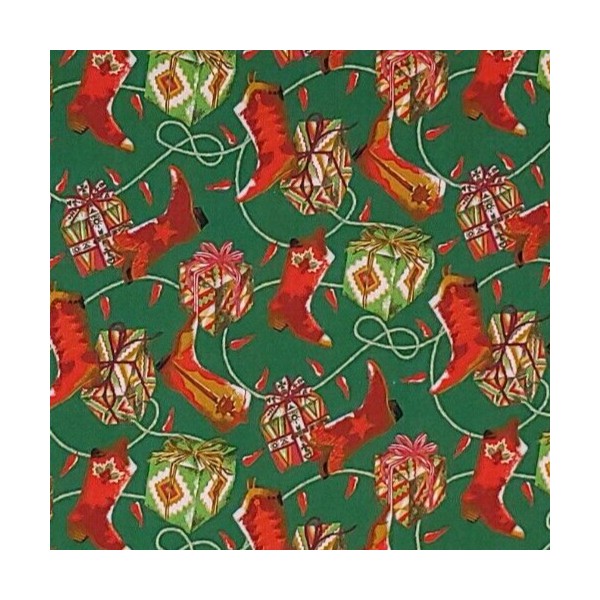 Baxter Mill Christmas Cowboy Boots Fabric BAXTER MILL Quilters Cotton