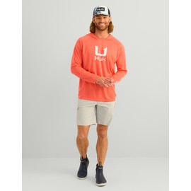 HUK Men's Standard Icon Hoodie, Hooded Fishing Shirt with Sun Protection, Fresh Salmon