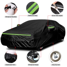 Waterproof Car Cover Compatible with Chrysler 300 300C 2011-2022 Accessories, 210T All Weather Car Covers with Inner Cotton for Dust Snow Rain Protection