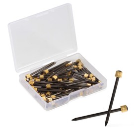SPEEDWOX 60pcs Brass Nails Round Head Nominal Diameter 1.8mm x Length 35mm for Wall Hanging Hooks Decorative Nails Perfect for Various Decoration Picture Hanger Black Steel Nail and Brass Headframe