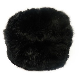 CUCUBA® Russian Fur Hat Grey/Brown Rabbit Fur Wool Schapka Ushanka Colour Black – Gift Idea (Size L), black