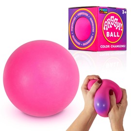Power Your Fun Arggh Stress Ball for Adults and Kids - 3.75 Inch Large Tension Relief Ball Fidget Toy, Color-Changing Calm Stress Relief Kid Sensory Balls Squishy Toys for Girls and Boys (Pink/Purple)