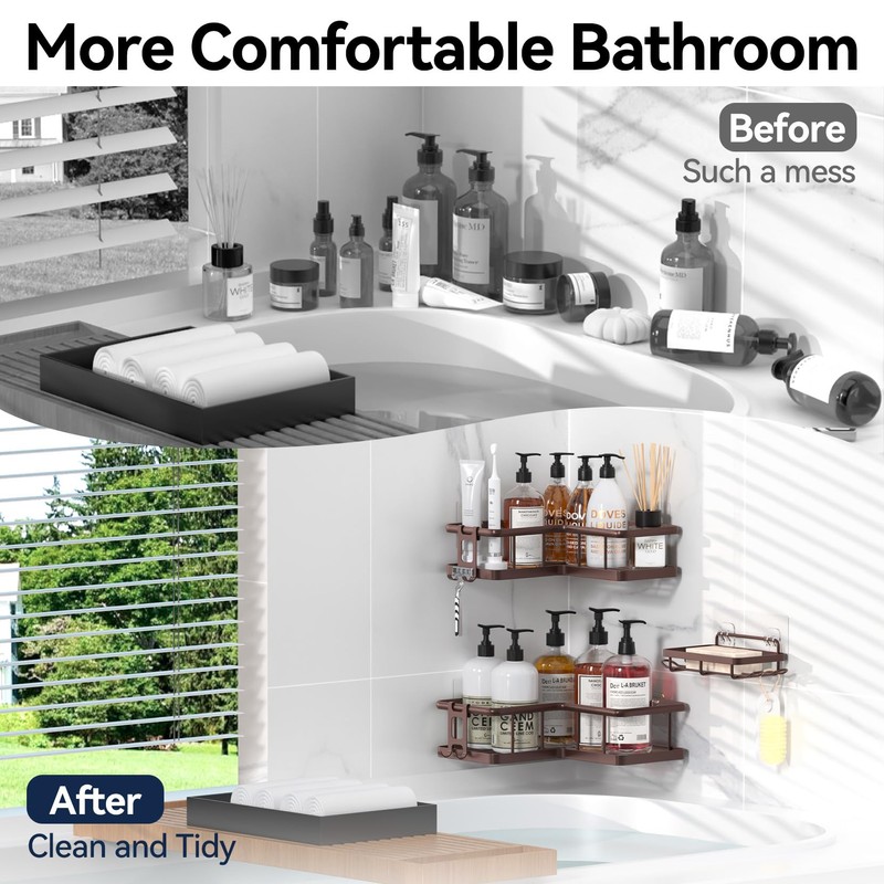 YASONIC Shower Caddy Corner, 3-Pack Adhesive Rustproof Stainless Steel Shower