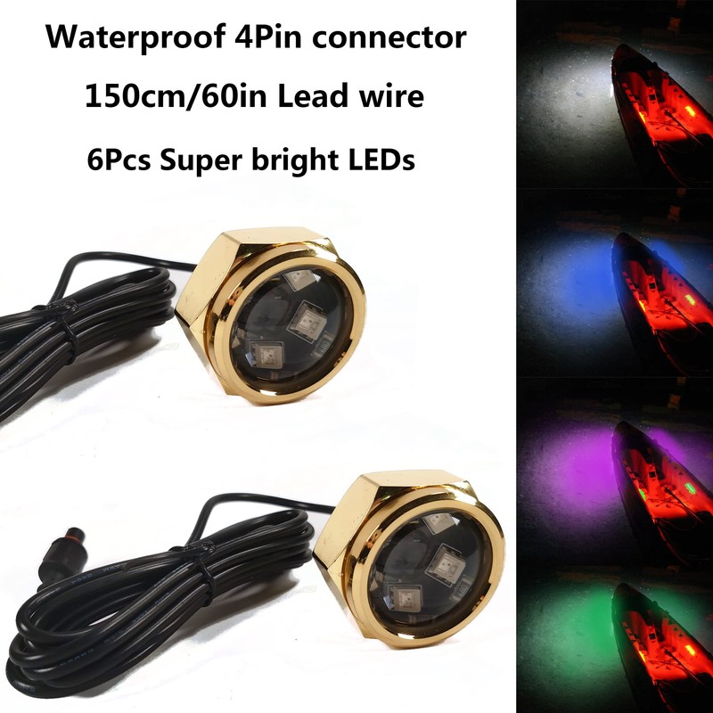 UWDESY 2PC RGB 1/2'' NPT Underwater Boat Drain Plug Light