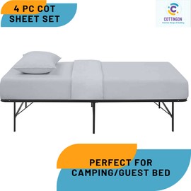 Cottingon, Premium 400 TC 100% Egyptian Cotton 4 PC Sheet Set 7" Deep, White-Cot Size 25"x75"