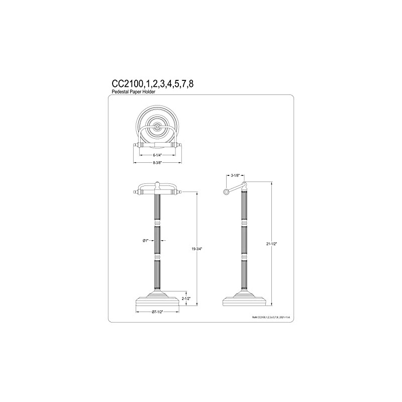 Kingston Brass CC2101 Georgian Pedestal Paper Holder, 21-1/2-Inch, Polished Chrome