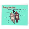 Cute Otters Holding Hands Christmas Card - "Merry Christmas to