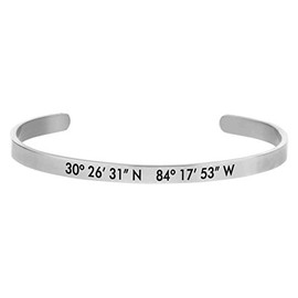 Occasionally Made O-MBS-CO-FLTA 0.02" X 2" Tallahassee, FL Silver Coordinates Bar Bracelet