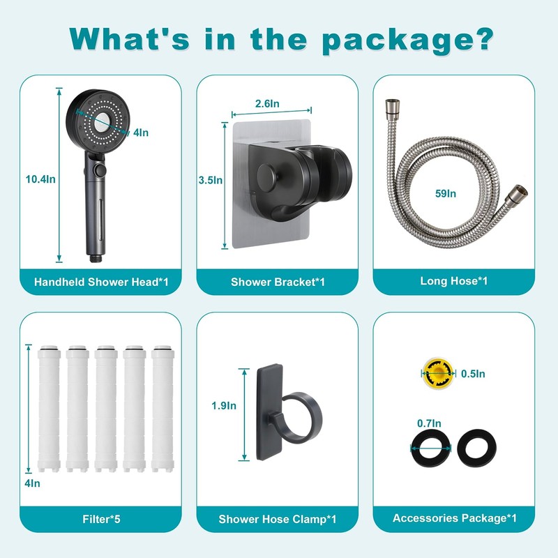 5-Mode High Pressure RV Handheld Shower Head with Filter