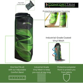 ComfortTrim Green Carbon Fiber Print Leg Guards - Ultimate Protection, Comfort, and Cooling for String Trimming, Landscaping, and Lawn Care Professionals - Protects from Debris, and Enhances Safety
