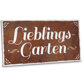 ARTFAVES® Garden Sign - Favourite Garden | Shabby Chic Vintage Garden Decoration Sign with Saying on the Theme Garden/Hobby Gardener/Rust Look | Size: 30 x 15 cm