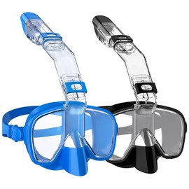 W WSTOO Multifunctional Snorkel Swim Mask That Allows You to Breathe Through Your Nose, 180 Degree Panoramic View, Anti-Fog Anti-Leak Snorkeling Gear for Adults, Best Gift for Summer Holiday Travelers