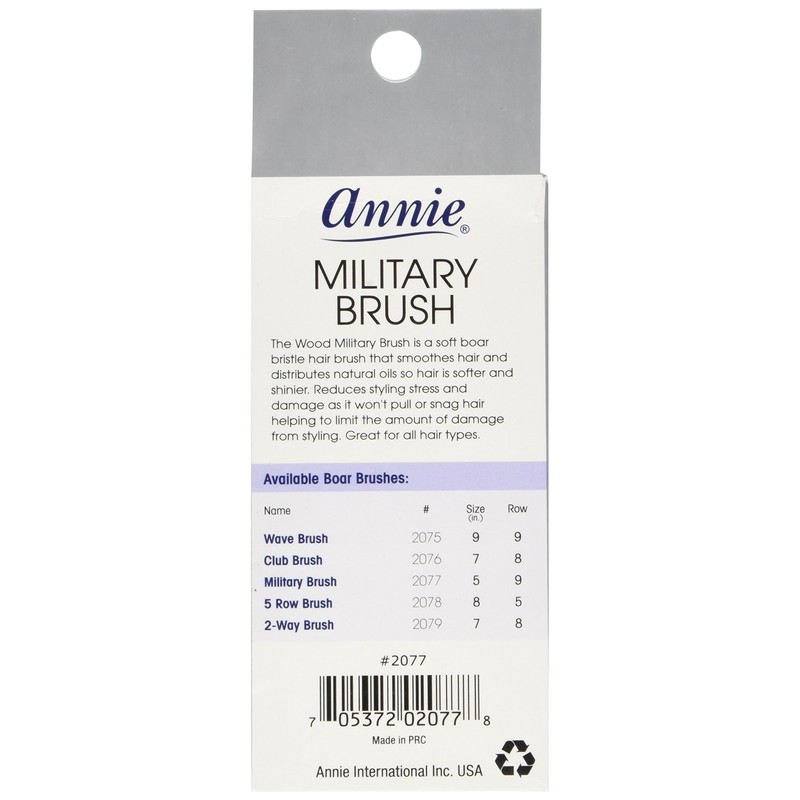 Annie Professional Military Brush 100% Natural Boar Medium Bristle