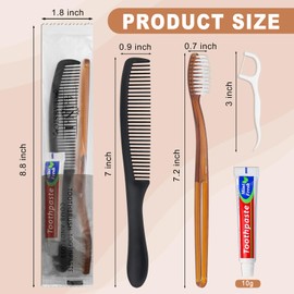 Gisdo 50pcs Disposable Toothbrushes with Toothpaste and Comb Floss Individually Wrapped,4-in-1 Bulk Toothbrush Kit with 2 Color Toothbrush,10 grams Toothpaste,7 inch Comb,Floss Pick for Homeless,Hotel