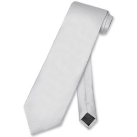 Vesuvio Napoli NeckTie Solid SILVER GREY Color Men's Gray Neck Tie, Silver Gray Grey, One Size
