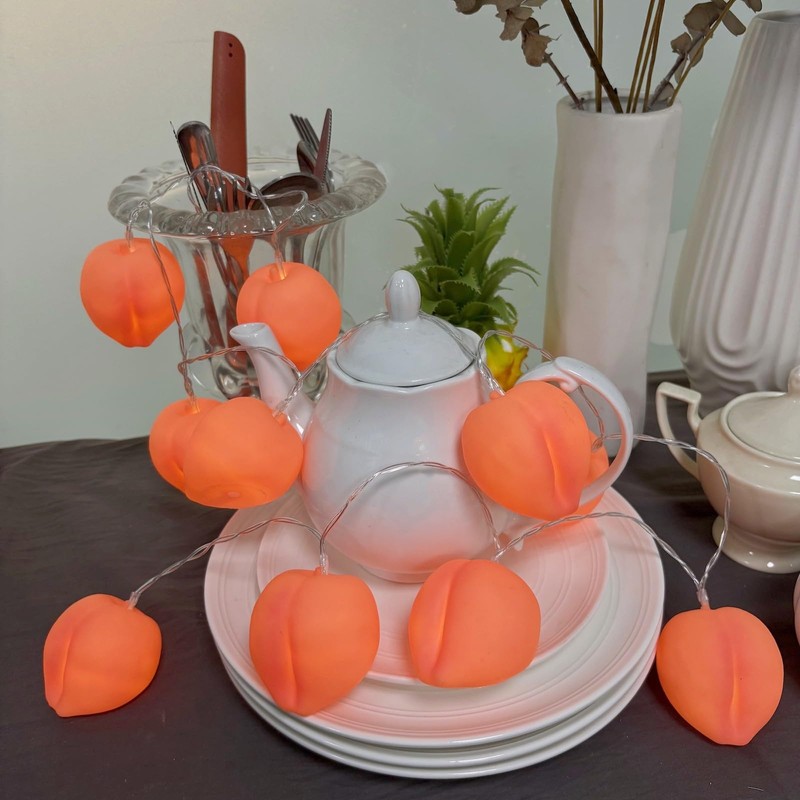 Peach String Lights,Peach Decor Night Light Battery Powered Pink Peach