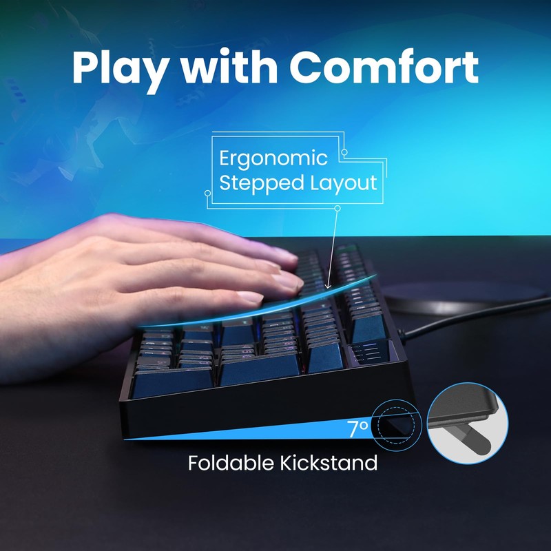 RGB Mechanical Gaming Keyboard Wired - 104 Key Blue Switch