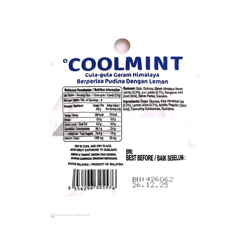 Himalaya Salt Mint Cooling Candy - Breath Refershing Energetic Hard