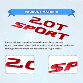 HHLOU 2.0T Sport Letter Emblem Car Rear Letter Badge Compatible with 2017-2022 Accord Civic. (Red)