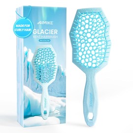 AIMIKE Glacier Detangling Brush, Pain-Free Detangler Brush for Curly Hair Wet & Dry Use, Glide Through Tangles with Ease, Vented Hairbrush for Women's 2c to 4c Curls, Blue