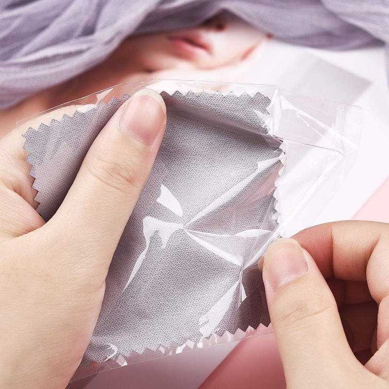 SEVENWELL 50pcs Jewelry Cleaning Cloth Gray Polishing Cloth for Sterling