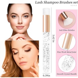 Pinceles para Champú para Pestañas, Cepillo de Limpieza de Pestañas de Cristal, Pinceles de Maquillaje Suaves para Extensiones de Pestañas, Cepillo de Limpieza Profunda de Poros de Nariz(Bl