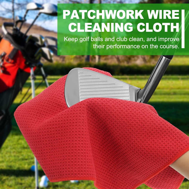 PATIKIL 12"x12" Magnetic Golf Towel with Wire Cleaning Cloth, 2