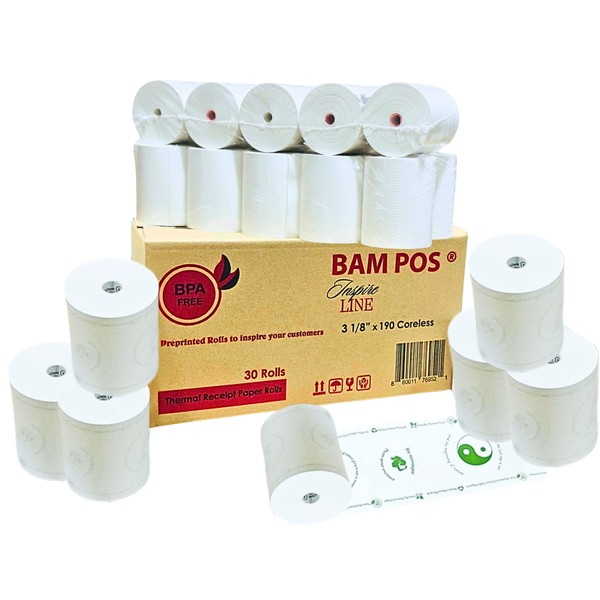 3 1/8 x 190 Thermal Receipt Paper Rolls (30 Rolls)