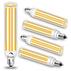 Megereet Updated Dimmable JDE11 120V 120W 100W Halogen Mini Candelabra Bulb Equivalent,T4 COB E11 Led Bulbs Dimmable,Warm White 2700K,12W 1300LM JDE11 LED Bulb,5 Packs