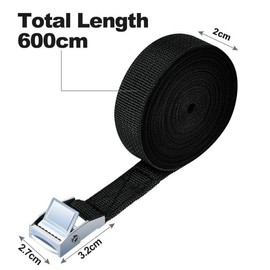 URAQT Lashing Strap Mounting Strap, Pack of 4, 150 kg, 6 Metres, Ratchet Lashing Strap, Width 20 mm, Lashing Strap, Adjustable Mounting Straps with Clamping Lock for Transport, Cargo, Luggage, Camping