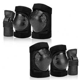 sphaiya Kid/Youth/Adult Knee Pads Elbow Pads Wrist Guards Protective Gear Set for Skateboard Roller Blades Bicycle BMX Snowboard Longboard Accessories Rollerblading Skating Cycling 6 in 1(Black L)