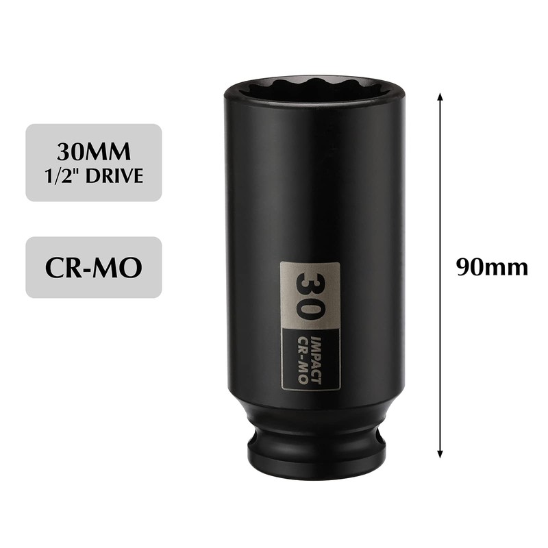 EMENTOL 1/2 Inch Drive Deep Spindle Axle Nut Impact Socket,