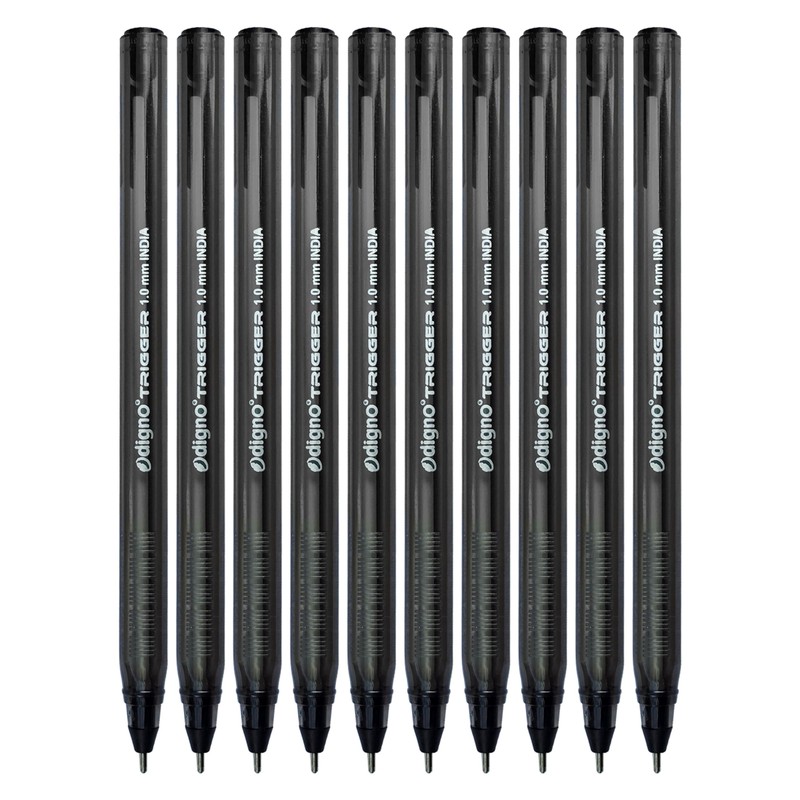 DIGNO Trigger Ballpoint Pens, BLACK, Medium Point (1.0mm), Pack of