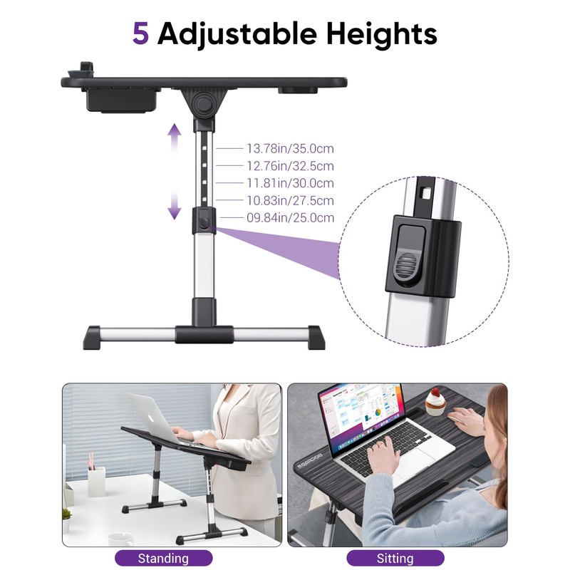 NEARPOW Laptop Bed Tray Table, Height & Angle Adjustable Portable
