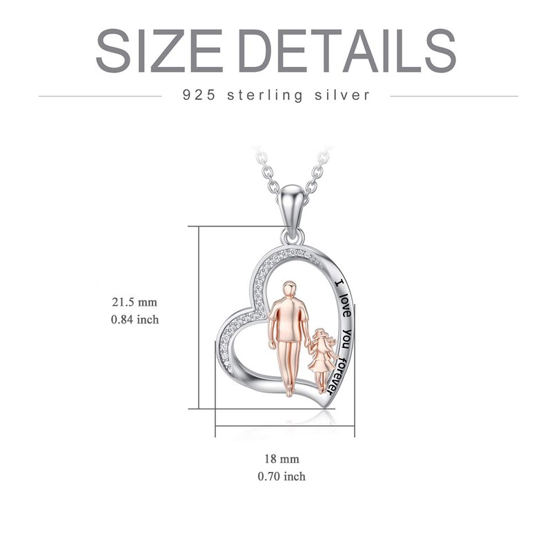 enjoylifecreative S925 Sterling Silver Daughter Heart Pendant Necklace from Dad
