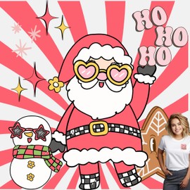 Santa Iron On Decal, Retro Christmas Heat Transfer for Holiday Apparel and Festive Shirts, DIY Crafts, Small 3x3 Patch