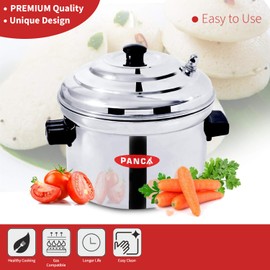 PANCA Idli Maker 4 Plates,Stainless Steel Idli Cooker Induction and Gas Stove Compatible Idli Cooker, 16 Idli Maker (4 Plates)