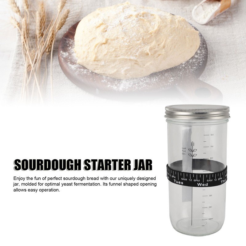 Sourdough Bread Starter Kit 34oz Glass Jar with Lid Date