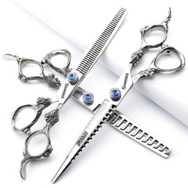 Professional Hairdressing Scissors Barber Scissors Hair Cutting 6/7 Inch High Quality Thinning Scissors & Cutting Set (7-Inch 3-Piece Set)