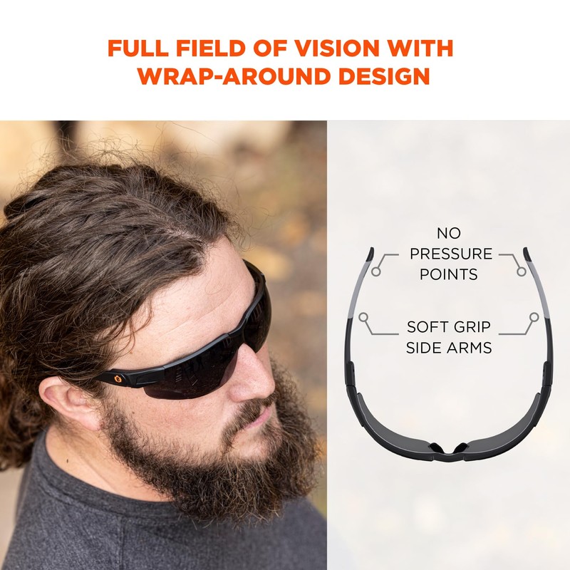 Ergodyne Skullerz Dellenger Anti Fog Safety Glasses with Adjustable Temples,