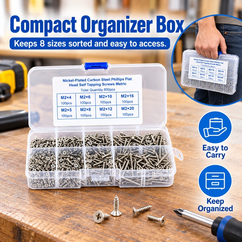M2 Self-Tapping Wood Screw Assortment Kit for DIY Repairs –