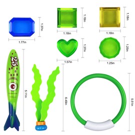 Cozlly 19PCS Diving Toys Set, Swimming Pool Toys for Kids, Underwater Diving Pool Toys Kit, Diving Rings, Diving Torpedo, Gemstones, Diving Ball Streamers, Underwater Diving Game Pool Training Toys