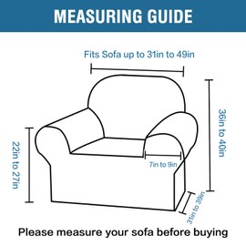 H.VERSAILTEX Stretch Velvet Armchair Cover Couch Covers 1 Cushion Chair Slipcover for Living Room Furniture Cover Crafted from Thick Comfy Rich Velour (Chair 31"-49", Navy)